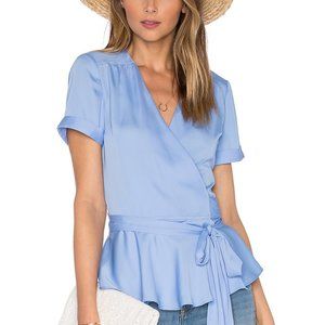 L'Acadamie Peplum Wrap Sky Blue Blouse